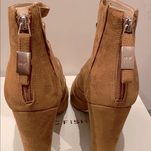 MARC FISHER Suede Caged Chunky Camel Booties - Picture 2 of 5